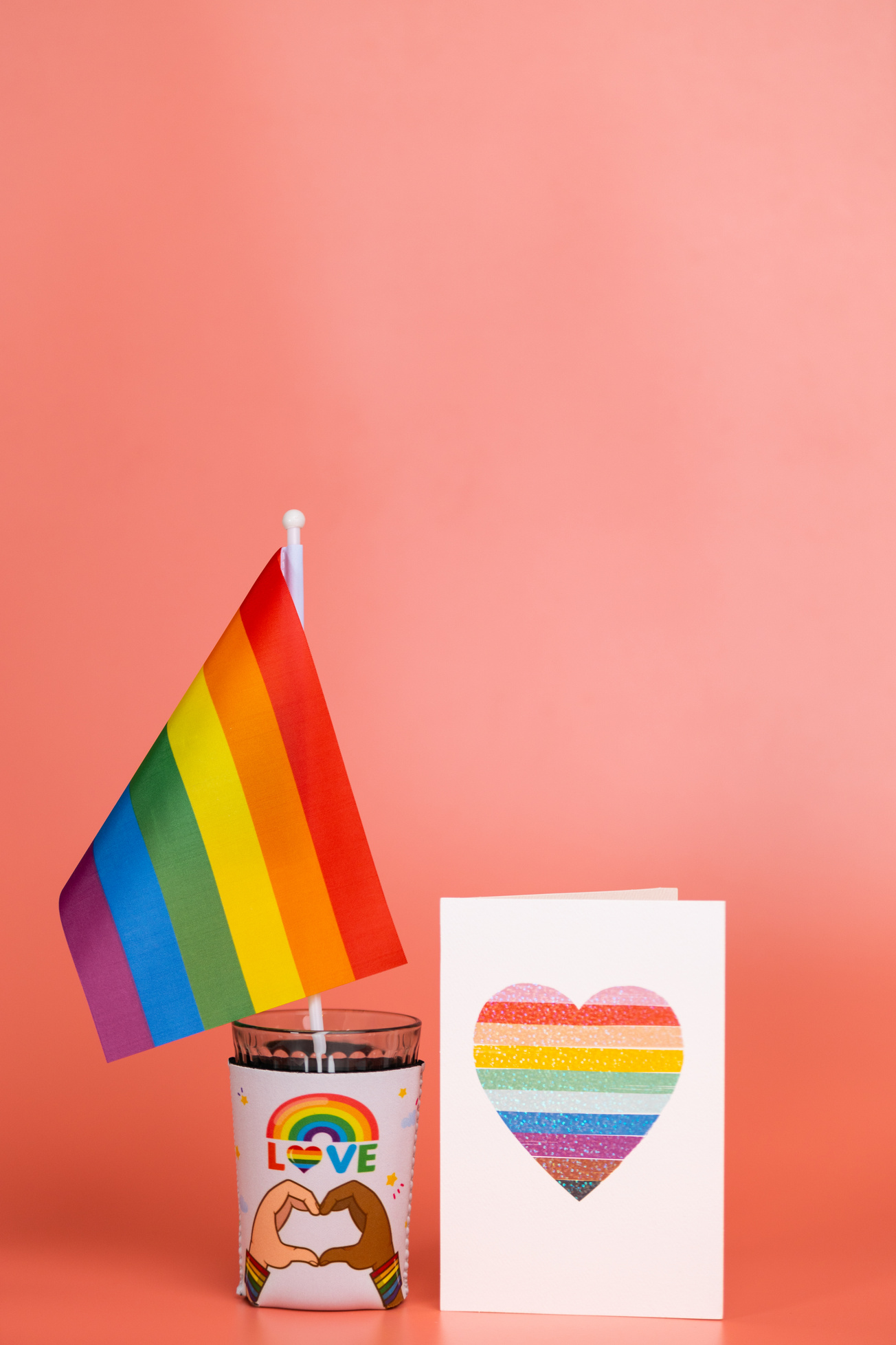 A Rainbow Flag in a Glass with LBGT Design